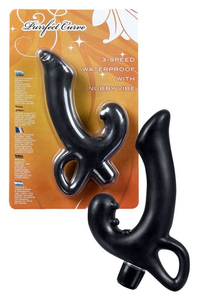 Вибратор анальный черный 10,2 см Purrfect Curve Black