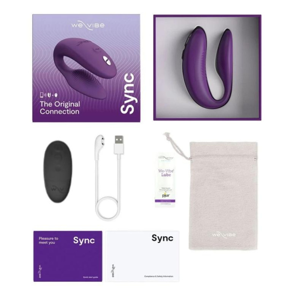 Вибратор для пар WE-VIBE Sync NEW пурпурный,силикон,7,5 см.
