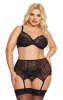 Комплект SoftLine Collection Dolores (бюстгальтер, стринги и пояс для чулок), черный, XL