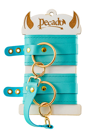 Оковы Pecado BDSM, прямоугольные, однослойные, натуральная кожа, голубой