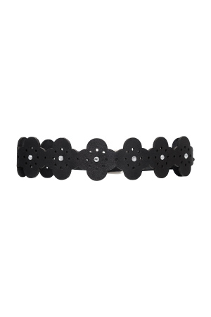 Чокер с узорами и стразами Pecado BDSM, натуральная кожа, черный