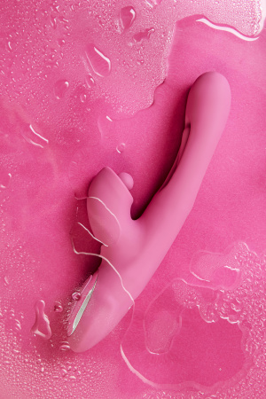 Вибратор с двигающимся язычком и стимулирующим шариком, JOS Monti, силикон, розовый, 24 см