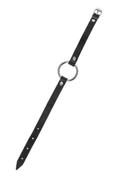 Чокер с круглым кольцом, модель 1 Pecado BDSM, натуральная кожа, черный