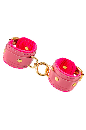 Наручники-браслеты Pecado BDSM, «МИНИ» двуслойный, оригинальная сцепка, натуральная кожа, розовый